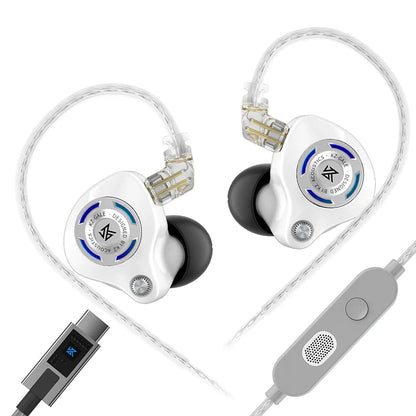Auriculares IEM Gaming KZ Gale – Monitores In-Ear HiFi com driver superlinear e cabo de 2 pinos destacável banhado a prata