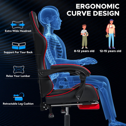 400Lbs Load Ergonomic Gaming Chair with Massage, Footrest, Lumbar Support, Reclining Computer Chair with Adjustable Armrests