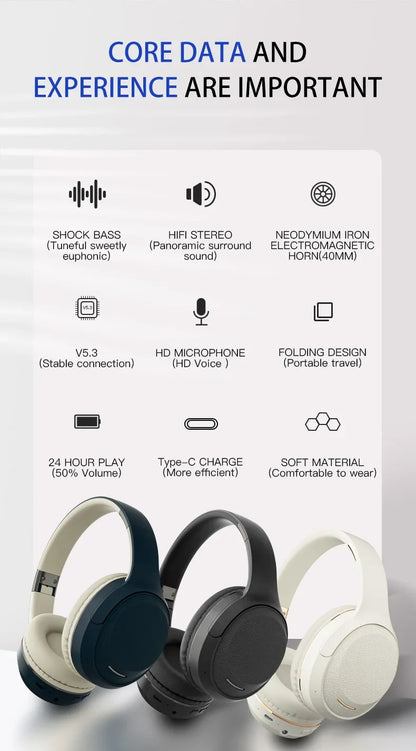 Wireless TV Headphones Bluetooth 5.0 USB Adaptor Stereo Headset Foldable Helmet Earbuds with Mic for Samsung  TV PC Music