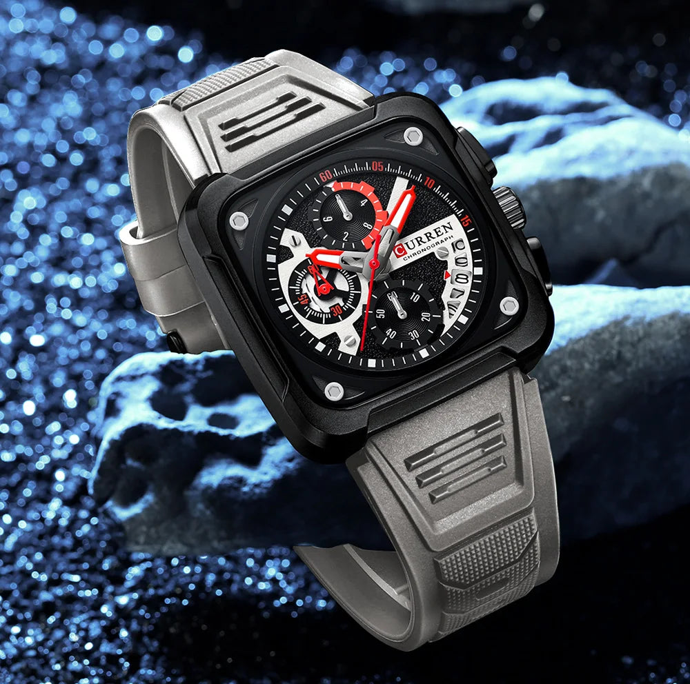 Top Brand CURREN Men's Watches Luxury Square Quartz Wrist Watch Original Waterproof Luminous Chronograph Watch for Men Relogio