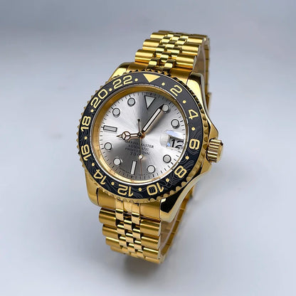 40mm Luxury Full Gold YM Automatic Watch, Ceramic Rotating Bezel, Super Luminous Display, Sapphire Glass for NH35mechanicalwatch