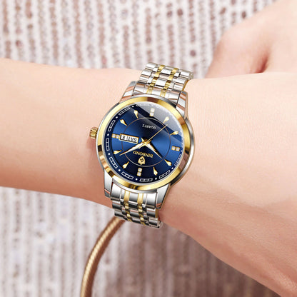 Relojes de cuarzo de lujo originales BINBOND para mujer – Modelo resistente al agua y luminiscente – Idea de regalo (estuche incluido)