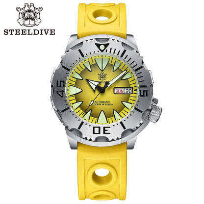STEELDIVE SD1984 New Arrival 42.2MM M onster 200M Waterproof NH36 Day Function Sapphire Glass Automatic Movement Steel Bracelet