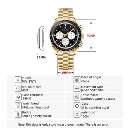 2026 New PAGANI DESIGN Golden Moon Mens Watches Luxury Quartz Watch Men Speed Sports Chronograph Man AR Sapphire Waterproof Gift