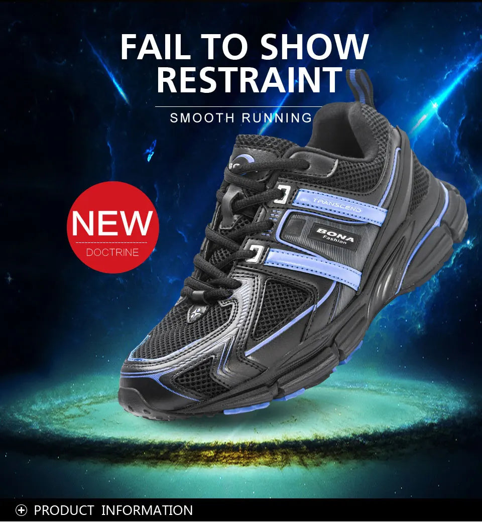 BONA 2023 New Designers Light Running Jogging Mesh Shoes Breathable Comfortable Men Sneakers Casual Outdoor Sport Shoes Man Mesh
