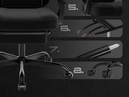 SUKIDA Gaming Chair with Footrest, Ergonomic Racing Style PC Chair with Lumbar Support, Adjustable Office Gaming Chair for Comfort and Work