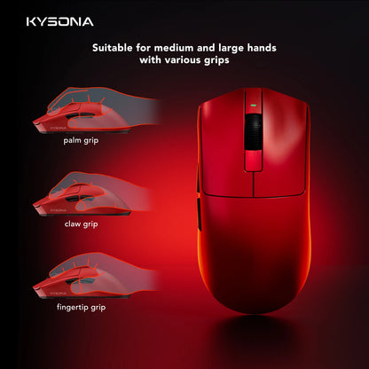 Mouse de gaming KYSONA Jupiter Series cu fir și wireless, 8Khz, senzor PAW3950, Bluetooth, 46g, reîncărcabil, driver web pentru PC și laptop