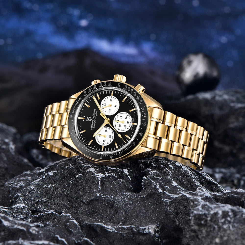 2026 New PAGANI DESIGN Golden Moon Mens Watches Luxury Quartz Watch Men Speed Sports Chronograph Man AR Sapphire Waterproof Gift