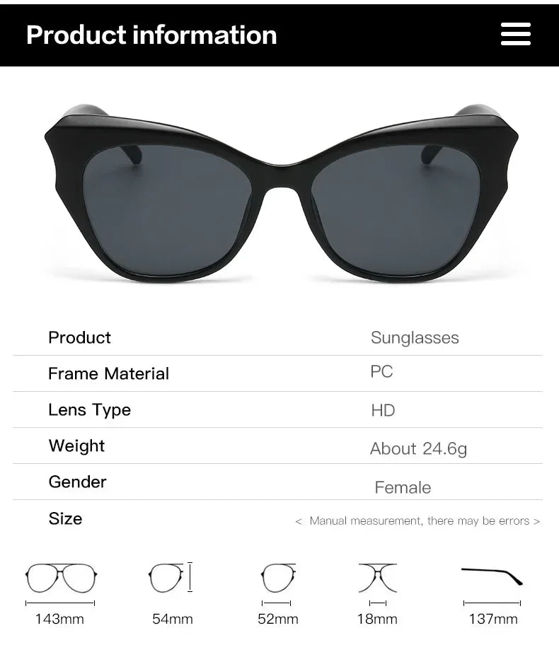 Fashion Cat Eye Sunglasses Women Vintage Sun Glasses Female Cateye Frame Mirror Retro Luxury Traveling Gradient Oculos De Sol