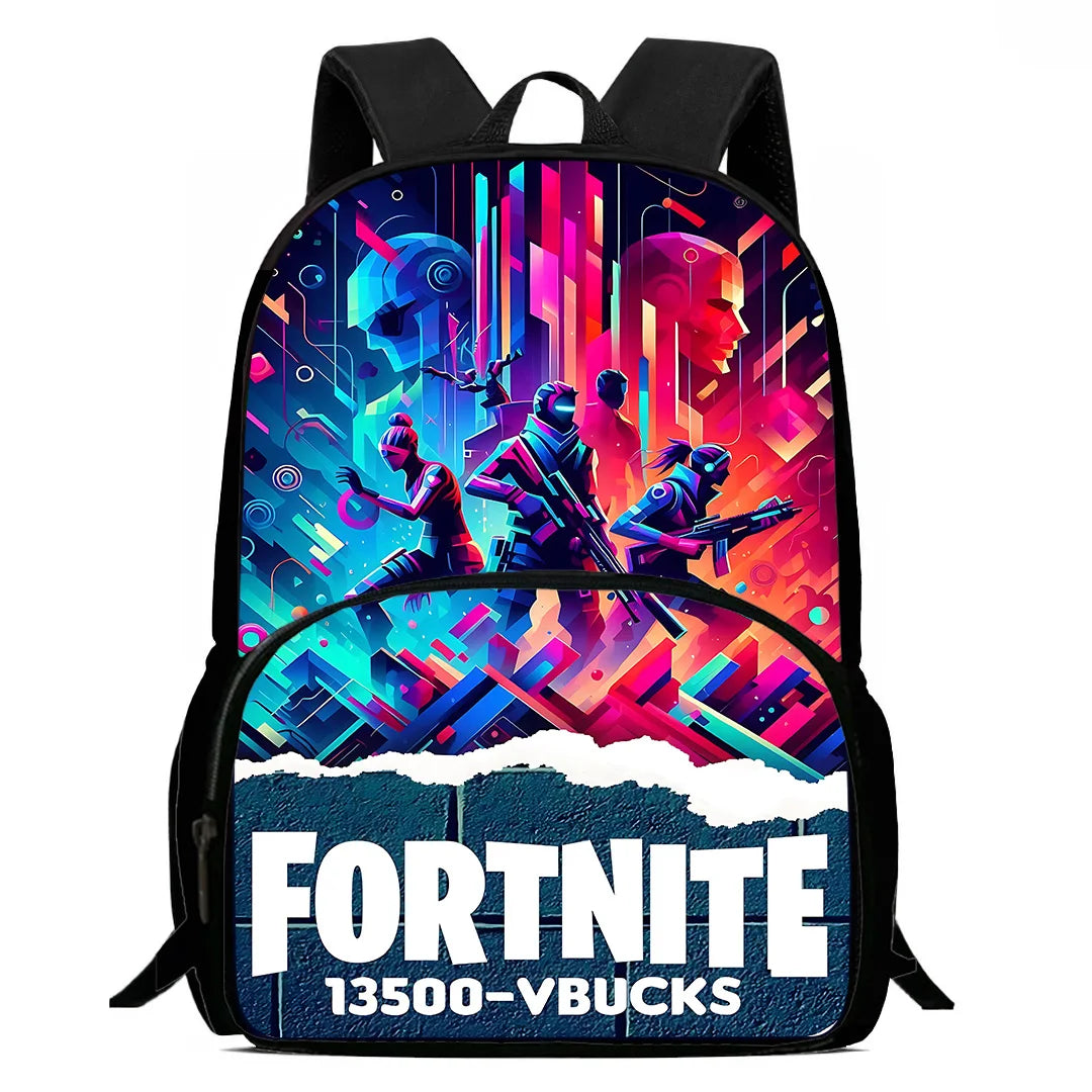 Klassisches FortniteS-Schulrucksack-Set für Kinder mit Lunchtasche und Federmäppchen, große Kapazität, für Jungen und Mädchen, ideales Geschenk