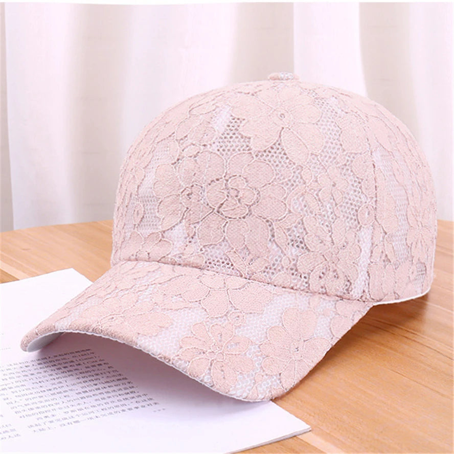 Princess Style Lace Embroidery Mesh Flower Spring and Summer Women Baseball Caps Breathable Lady Snapback Hats Young Girl  BQ091