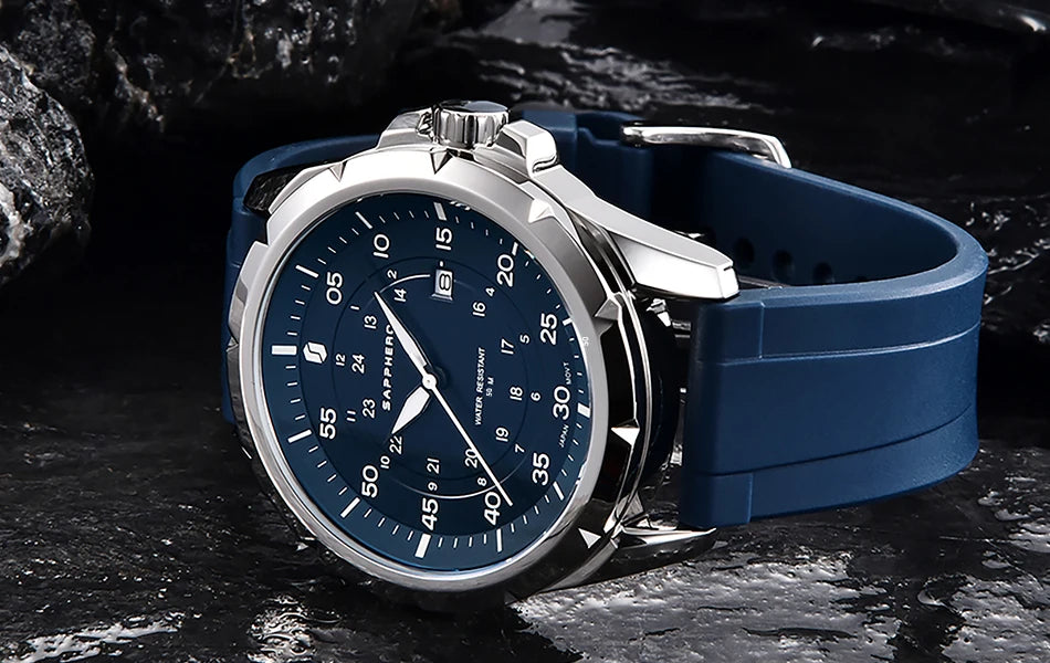 SAPPHERO herenhorloge – Luxe quartzhorloge, waterdicht tot 50 m, voorzien van een geïmporteerd uurwerk en een roestvrijstalen kast – Een ideaal cadeau-idee voor mannen.