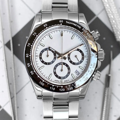 Luxuriöse VK63 Herrenuhr mit Quarzwerk, Business-Chronograph, 39mm, Stahl/Roségold, Datum, leuchtendes Zifferblatt, voll funktionsfähiger Chronograph