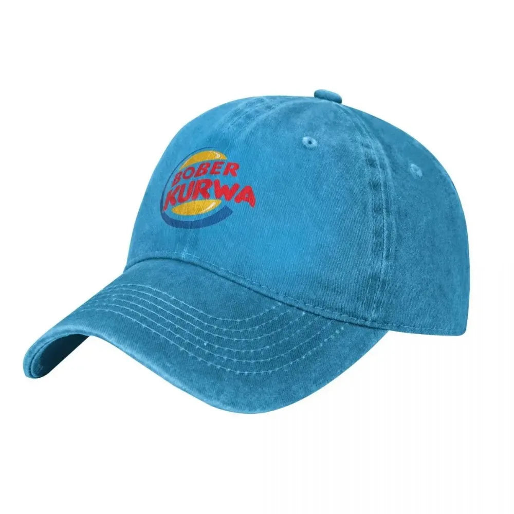Bober Kurwa Meme Inspired Burger King Baseball Cap Distressed Denim Hats Vintage Outdoor Activities Unstructured Soft Sun Cap
