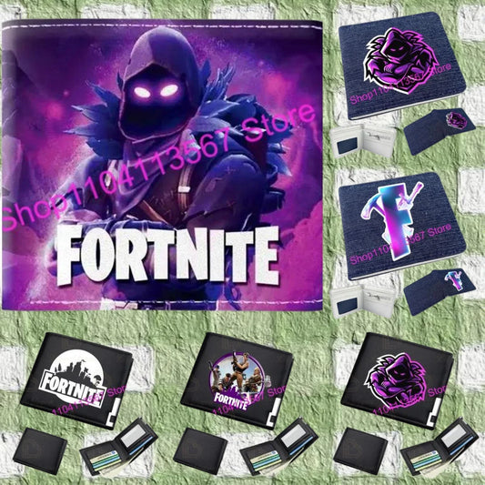 Carteira Fortnite com Figuras de Anime Victory Royale em Couro PU, Porta-Moedas, Clutch de Dinheiro com Alça de Pulso e Porta-Cartões