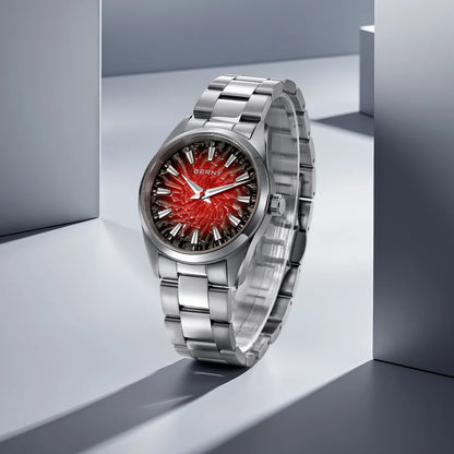 Montre pour homme BERNY – Montre à quartz élégante et classique, étanche à 10 ATM, dotée d'un verre saphir et d'aiguilles luminescentes, idéale pour une tenue habillée ou professionnelle, avec bracelet en cuir.