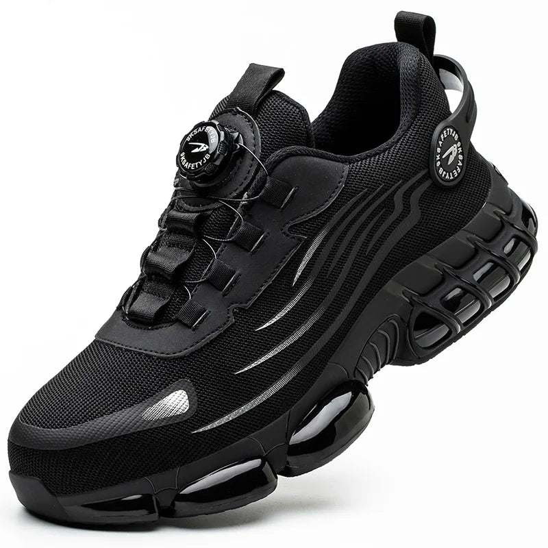 Chaussures de sécurité de travail à bouton rotatif pour hommes, chaussures à bout en acier indestructibles, baskets de travail, bottes de protection, taille 47 48