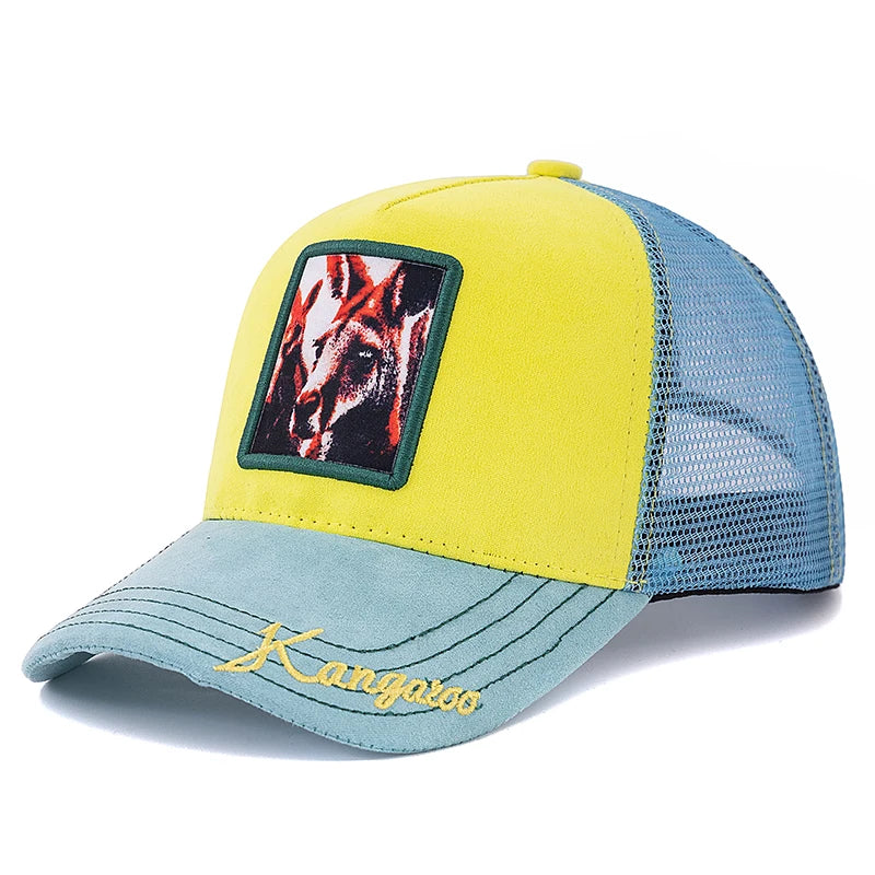 Hot Sale Unisex Trucker Hat Grizzlies Pattern Patch Design Suede Sun Hat Summer Animal Baseball Cap For Men Women ﻿