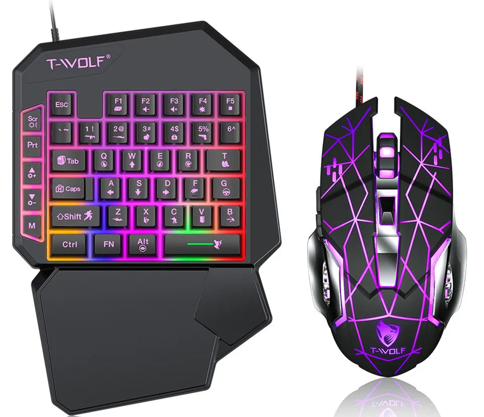 Gamer Kit Mobile Gaming Keyboard Mouse Mobile Games Converter 3 In 1 Combo One Hand Keyboard for PUBG Mobile Games TF900