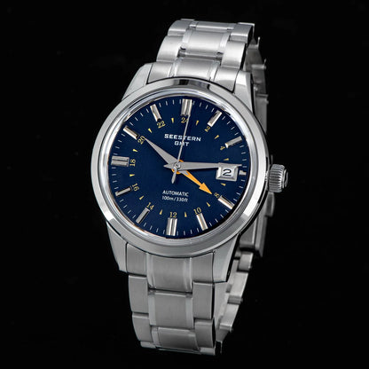 SEESTERN Men's Automatic Mechanical Wristwatch NH34 GMT Movement 10bar Waterproof Domed Sapphire Crystal Watch Limited S446 New