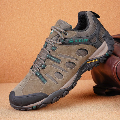 HIKEUP Hiking Shoes Mens Winter Climbing Trekking Sneakers for Men Leather Breathable Outdoor Anti-skid Sports Work Man Shoes