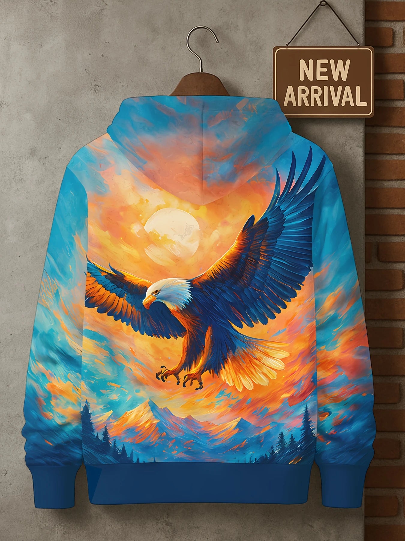 Sweatshirt com Capuz Masculina Cool Eagle Fashion 2025, Edição 3D Impressa, Tendência American Eagle, Sportswear Casual Unissexo para Homem e Criança