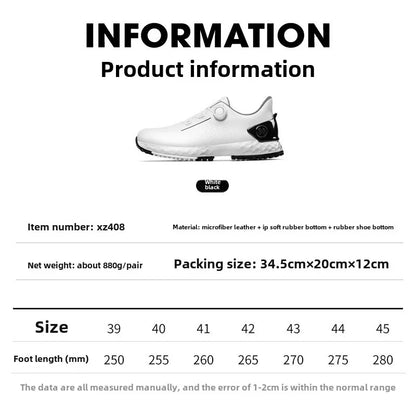 PGM Men's Golf Shoes, Comfortable Cushioned Sneakers with Knobs, Lace-Up, Waterproof and Anti-Slip, Height Increase XZ408