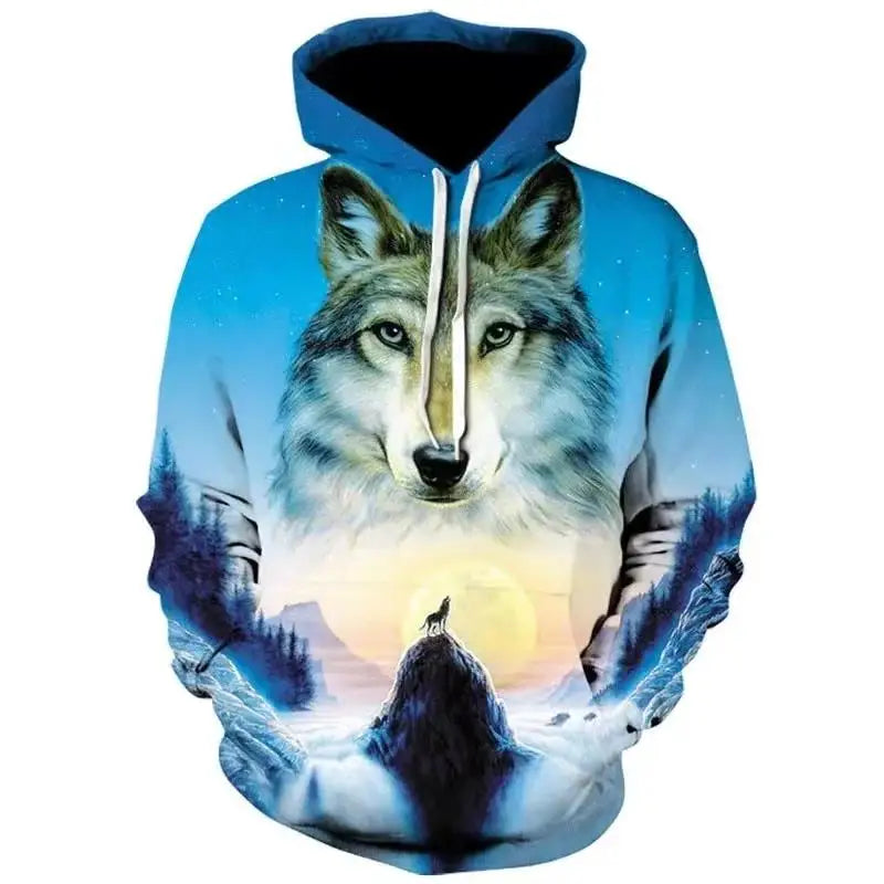 2023 Herbstmode Neu Lover Wolf Herren-Hoodie mit 3D-Muster, lockerer Herbst-Sweatshirt-Streetwear-Style, Fun-Brand