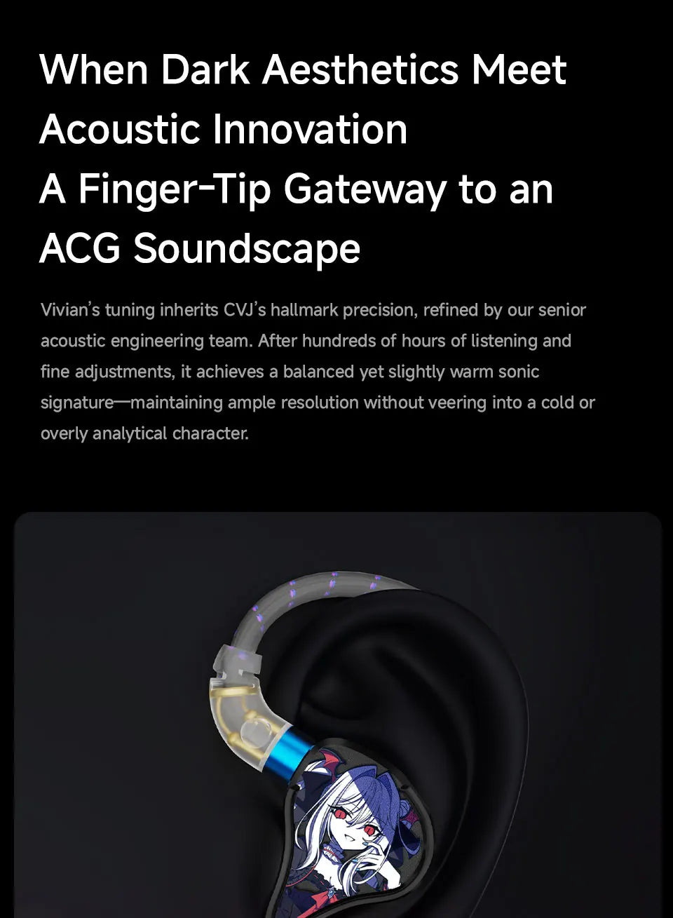 CVJ Vivian In Ear Earphones 10mm Dynamic Driver suitable for Music and Gaming 0.78mm Detachable Cable HiFi Sound Quality