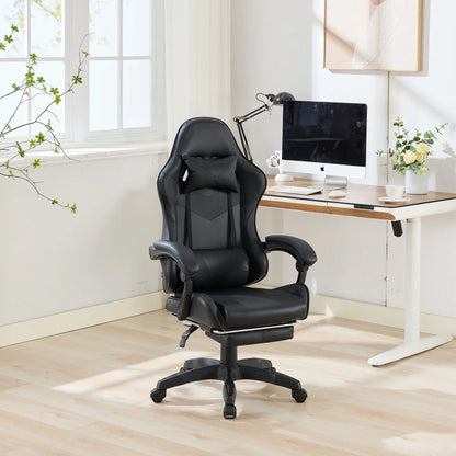 Ergonomic Rotating Gaming Chair, 360° Reclining Office Chair, Pivoting, Height-Adjustable, Footrest, Headrest