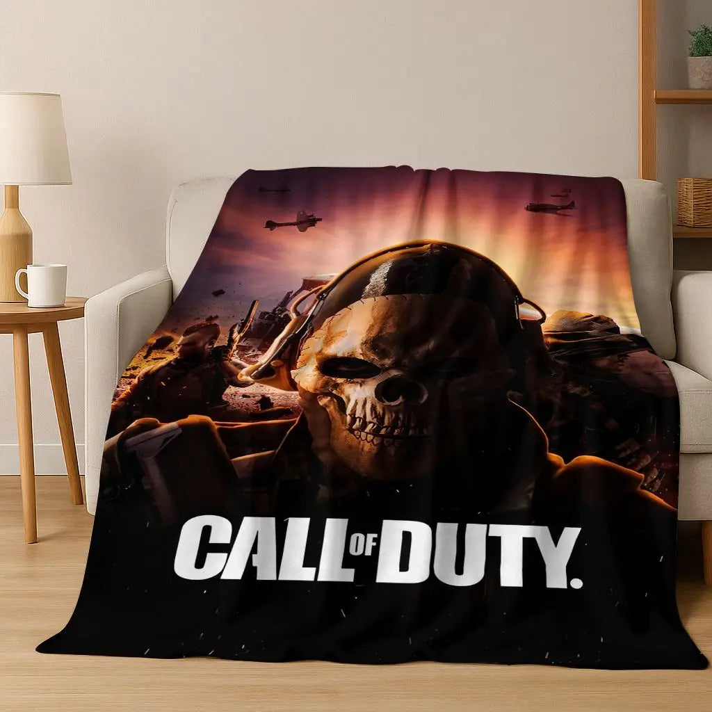 Classic Game Call of Duty Ghost Simon Cartoon Art Flannel Blanket,Cozy Soft Throw Blanket for Home Bedroom Bed Sofa Cover Kid