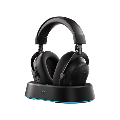 Casque de jeu sans fil magnétique MCHOSE V9 Turbo+ avec son surround 7.1 90 °   Écouteurs pivotants à faible latence avec chargement magnétique RGB