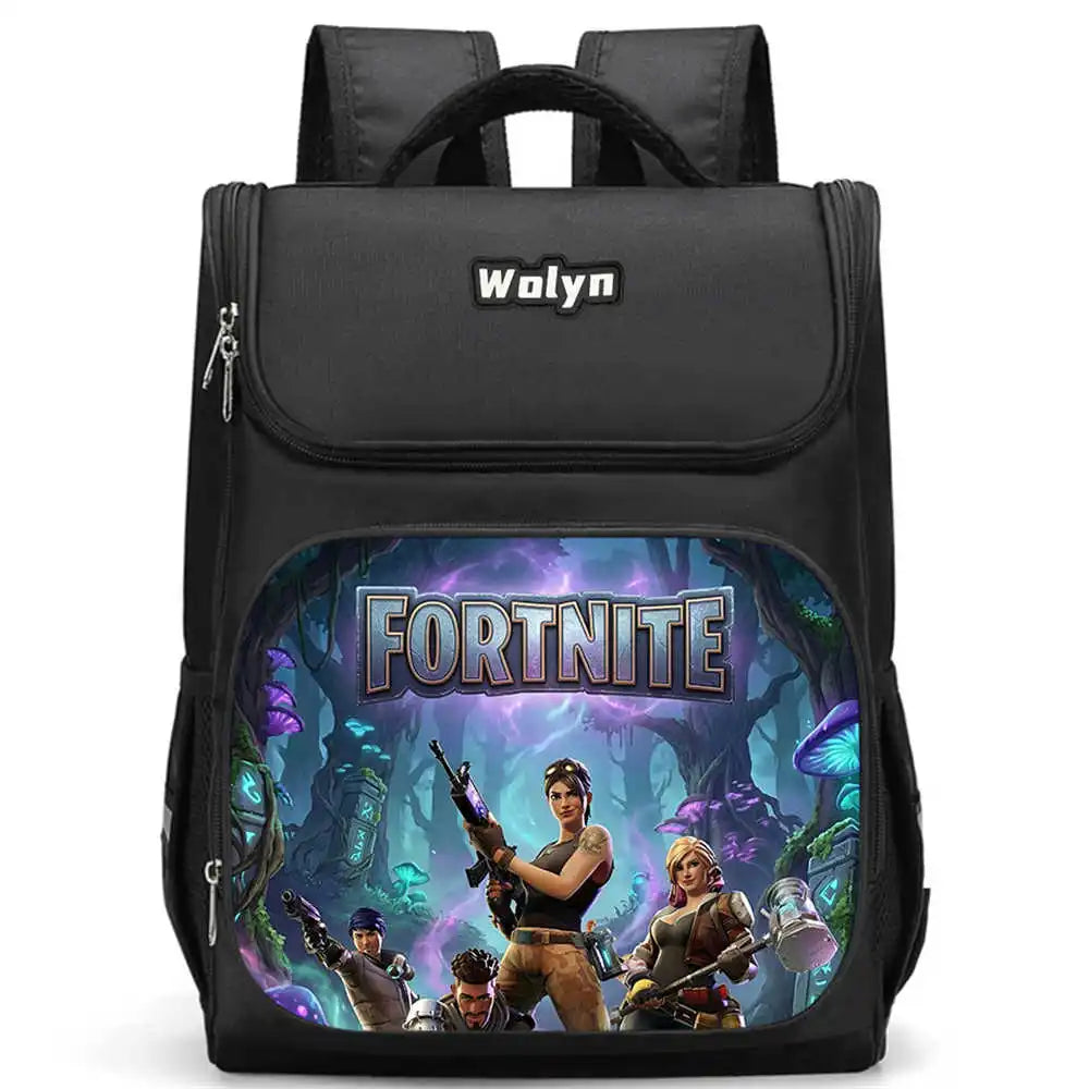 School Backpack With Multi Compartment ,Large Cartoon Fortnite School Bags For Boys & Girls,Durable Child Backpack For Aged 5-10
