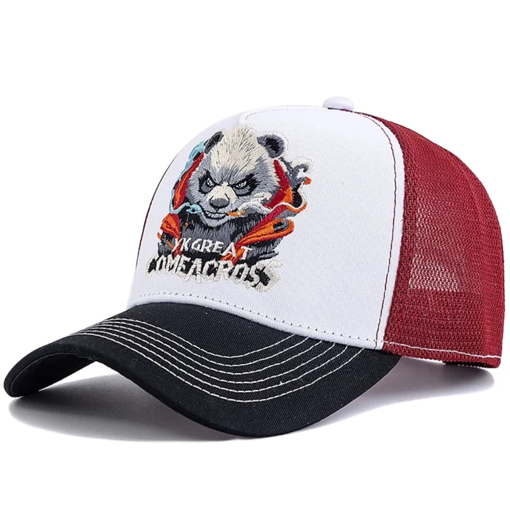 New Style Unisex Cool Panda Embroidered Baseball Cap Chic Trucker Hats For Men Women Breathable Streetwear Summer Outdoor Hat