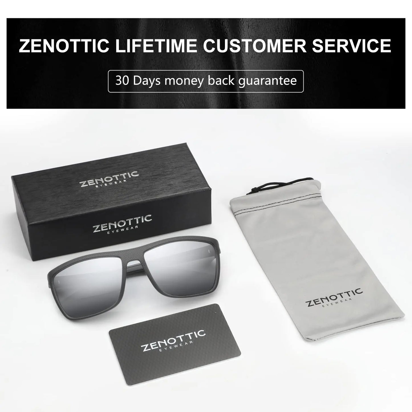 ZENOTTIC Polarized Sunglasses for Men Shades Lightweight TR90 Frame UV400 Protection Square Outdoor Trave Driving Sun Glasses