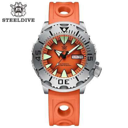 STEELDIVE SD1984 New Arrival 42.2MM M onster 200M Waterproof NH36 Day Function Sapphire Glass Automatic Movement Steel Bracelet