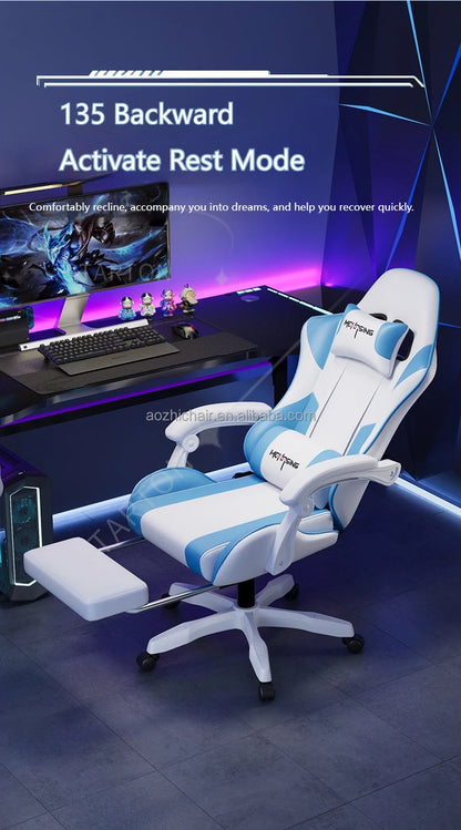 Cadeira Gaming Ergonómica de Design Moderno Giratória para Escritório e Casa, Cadeira E-sport com Rodas, Estilo Rotativo, para Computador