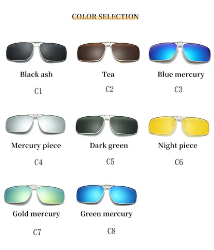 REXXAR Mens Metal Clip on Sunglasses Polarized Eyeglasses UV400 Women Square Night Vision Driving Sun Glasses
