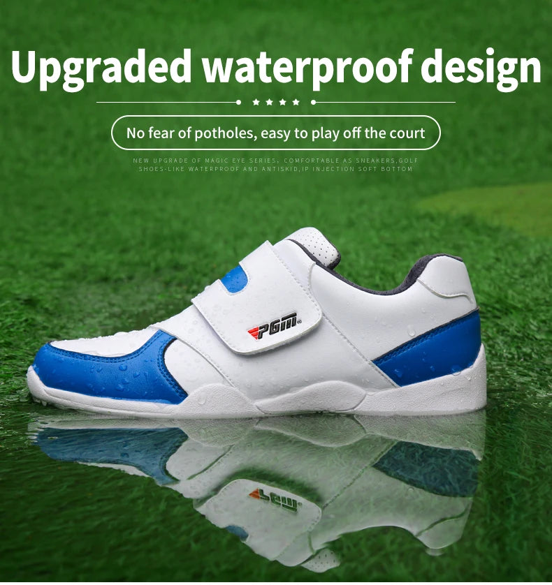 PGM Scarpe da golf per bambini e bambine, scarpe da ginnastica antiscivolo in pelle per l'outdoor, scarpe sportive per bambini XZ054