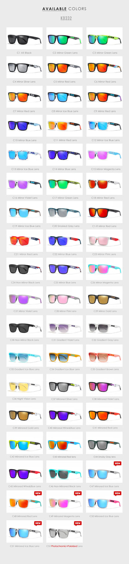 Kdeam 2026 High Quality Polarized Sunglasses for Men Transparent Gray Frame Fashion Unisex Outdoor Luxury Eyeglasses For Couple