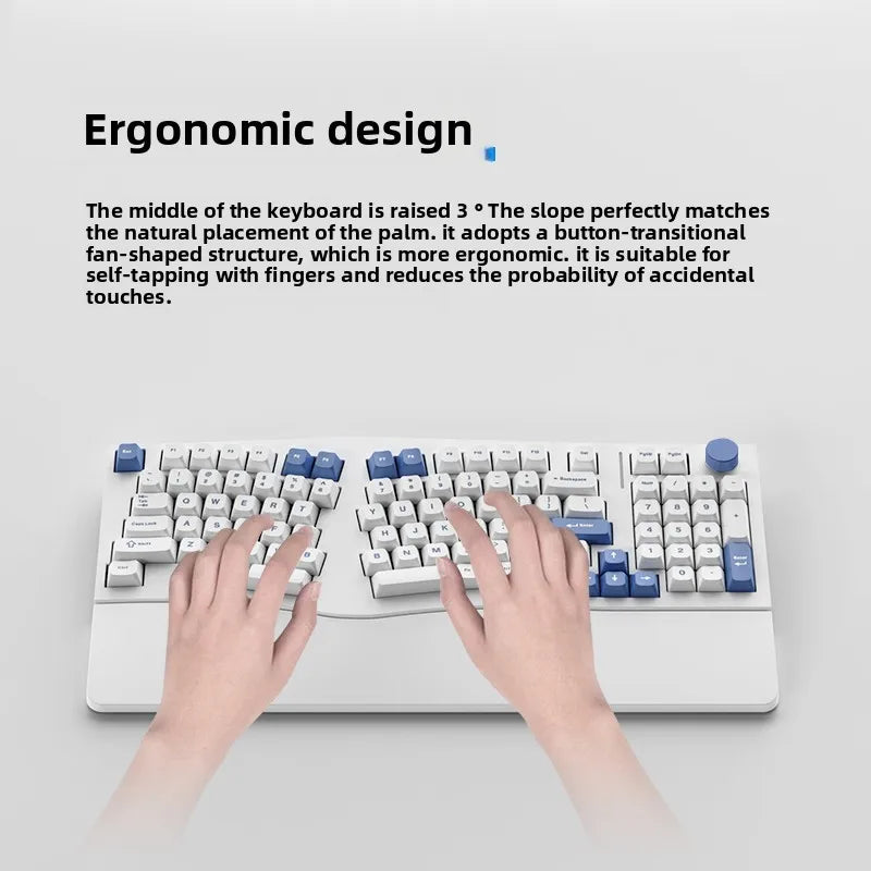 FEKER Alice98pro Mechanical Keyboard Alien Ergonomic 3 ° Slope Hot Swappable RGB with Hand Support Custom Gaming Office Keyboard