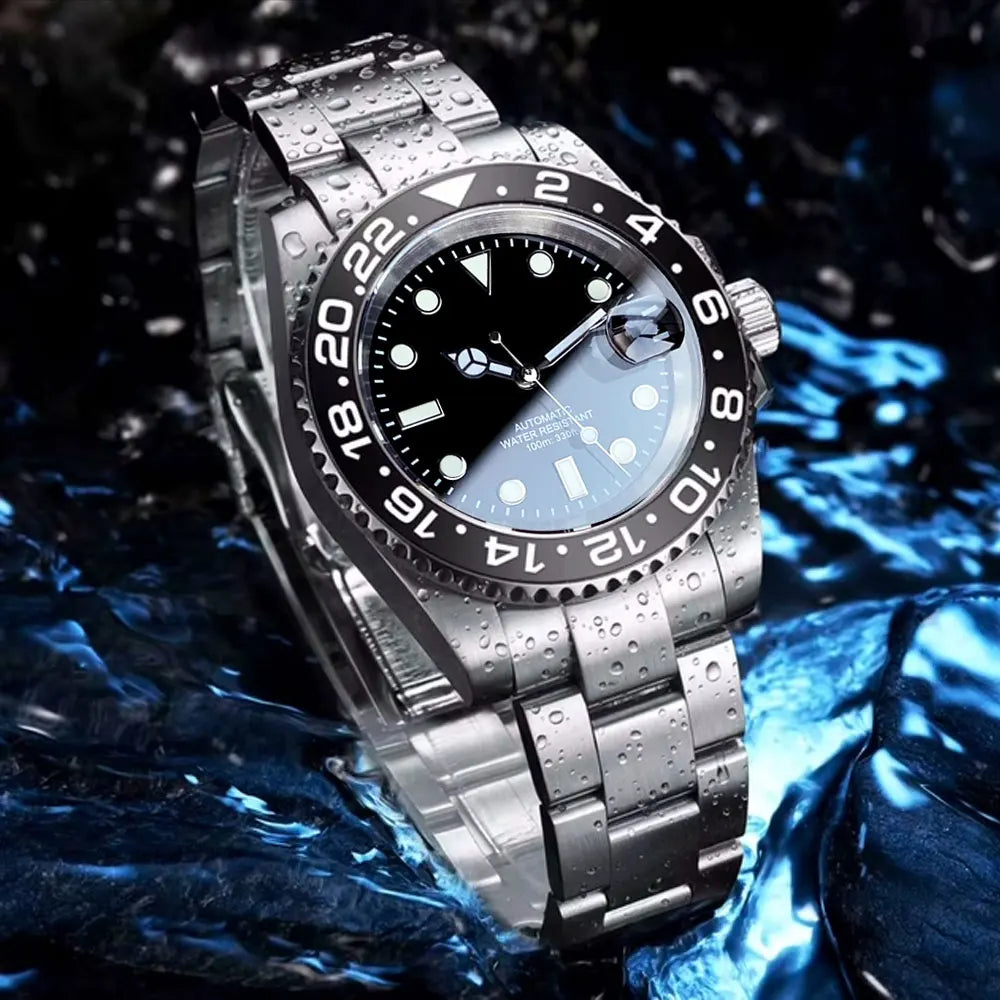 Reloj automático para hombre Miyota8215 resistente al agua 200m, reloj de buceo 40mm, movimiento mecánico, luminoso, correa Jubilee y hebilla Glide Lock