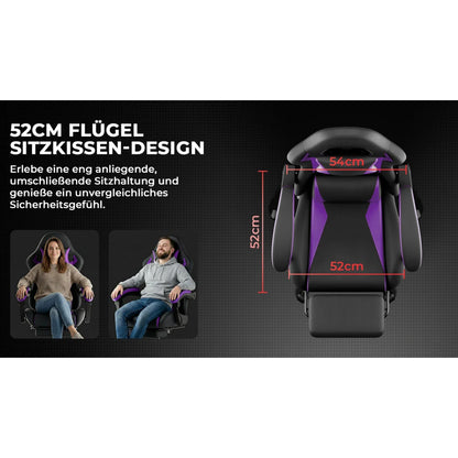 Ergonomic Gaming Chair with Lumbar Support, Adjustable Headrest, Footrest, Height Adjustable Office Gaming Chair for Adults