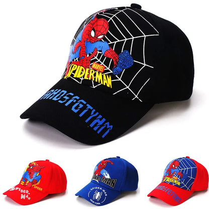 Marvel Anime Figure Spider-Man Cartoon Baseball Cap Cotton Polyester Peaked Cap Boy Girl Headwear Accessories Kids Birthday Gift