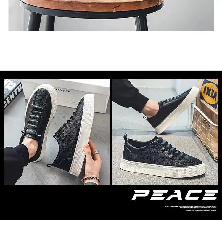 Heren sneakers, casual schoenen, heren platte schoenen, zapatillas hombre, lichtgewicht PU-leer, ademende schoenen, witte sportschoenen voor heren