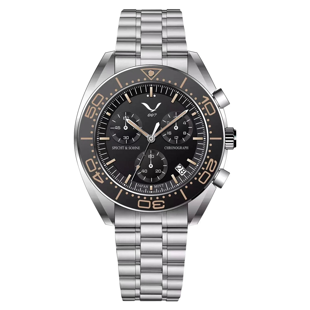 New 007 Specht&Sohne Sports Watches For Men Top Brand Luxury Steel Wrist Watch Fashion Japan VK68 Chronograph Relogio Masculino