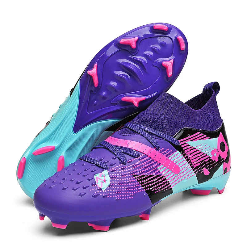 Nouveaux hommes chaussures de Football de haute qualité en plein air haute cheville ultraléger bottes de Football en salle chaussures de sport antidérapantes Futsal antidérapantes
