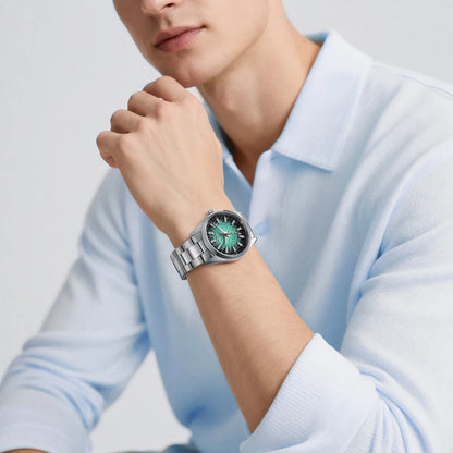 Montre pour homme BERNY – Montre à quartz, verre saphir, aiguilles luminescentes, étanche 10 ATM, entièrement en acier inoxydable – Style élégant et décontracté, idéale pour le quotidien ou les occasions professio