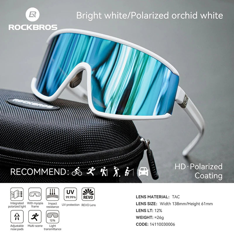 ROCKBROS Cycling Glasses Polarized Photochromic Anti-Fog Sunglasess Windproof Goggles Sport MTB Road Bike Shades