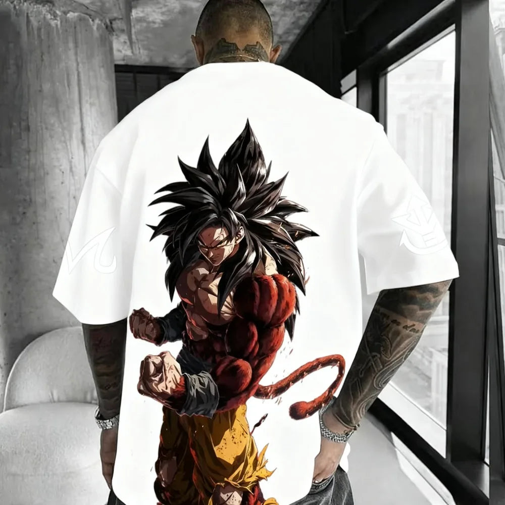 T-shirt Dragon Ball Anime Super Saiyan 4 : t-shirt d'été pour homme et femme, style urbain, ample, décontracté, polyvalent, vêtements assortis parent-enfant